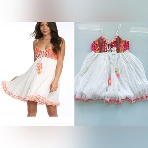 NEW RAGA Coastland Baby doll Mirror embroidered mini sundress- Size S